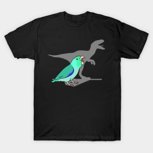 velociraptor shadow -  turquoise parrotlet T-Shirt